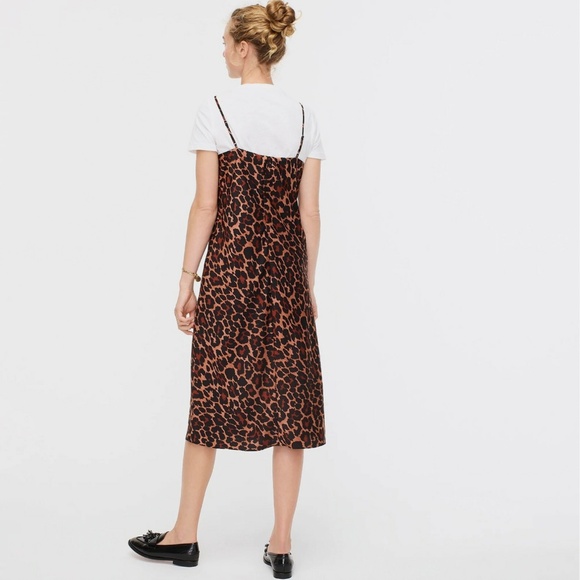 J. Crew Darla Bias Cut Slip Dress in Leopard Brown Size 6 NEW NWT MSRP $128 - Picture 3 of 9